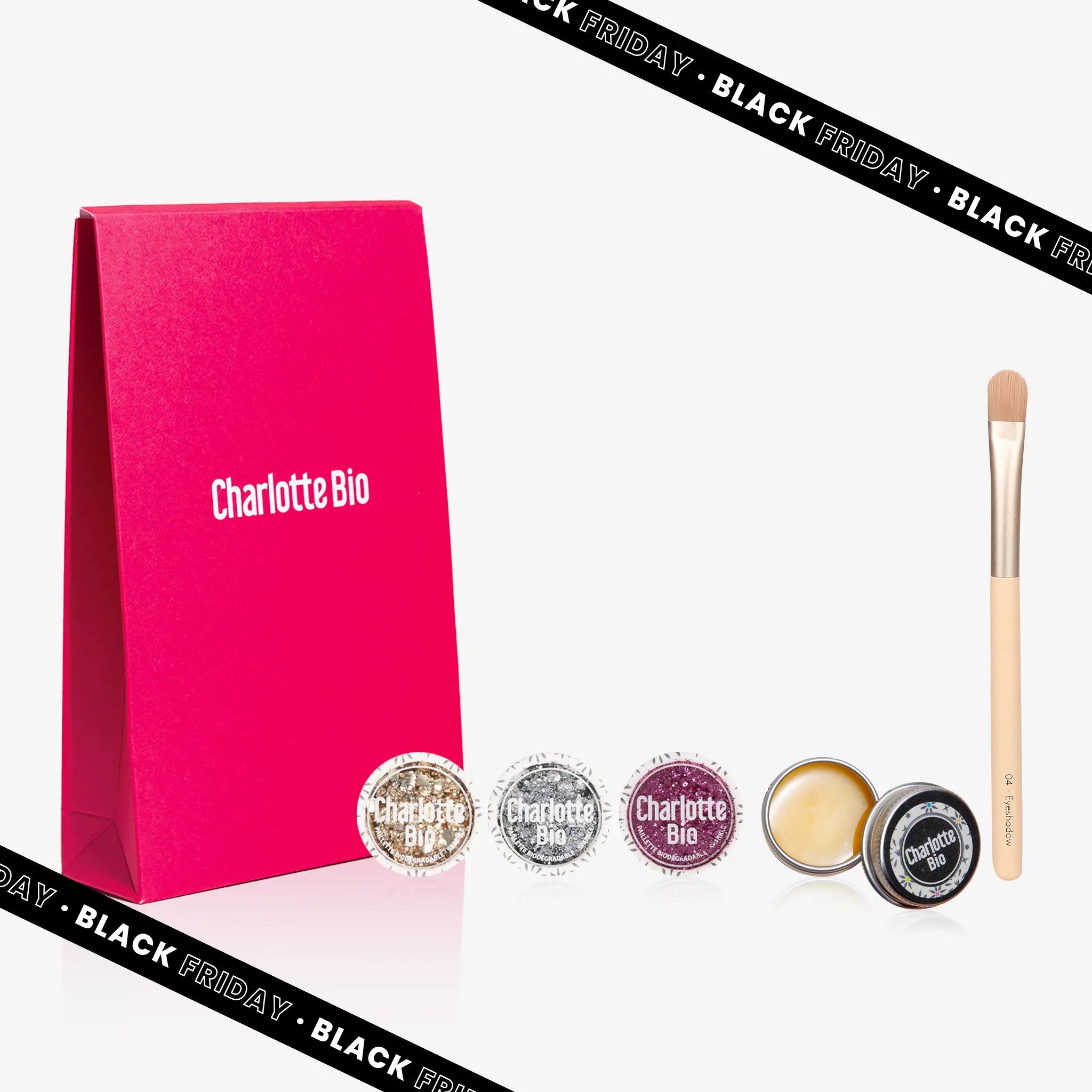 Face glitter kit｜Gold, Silver, Fushia + Brush + Balm