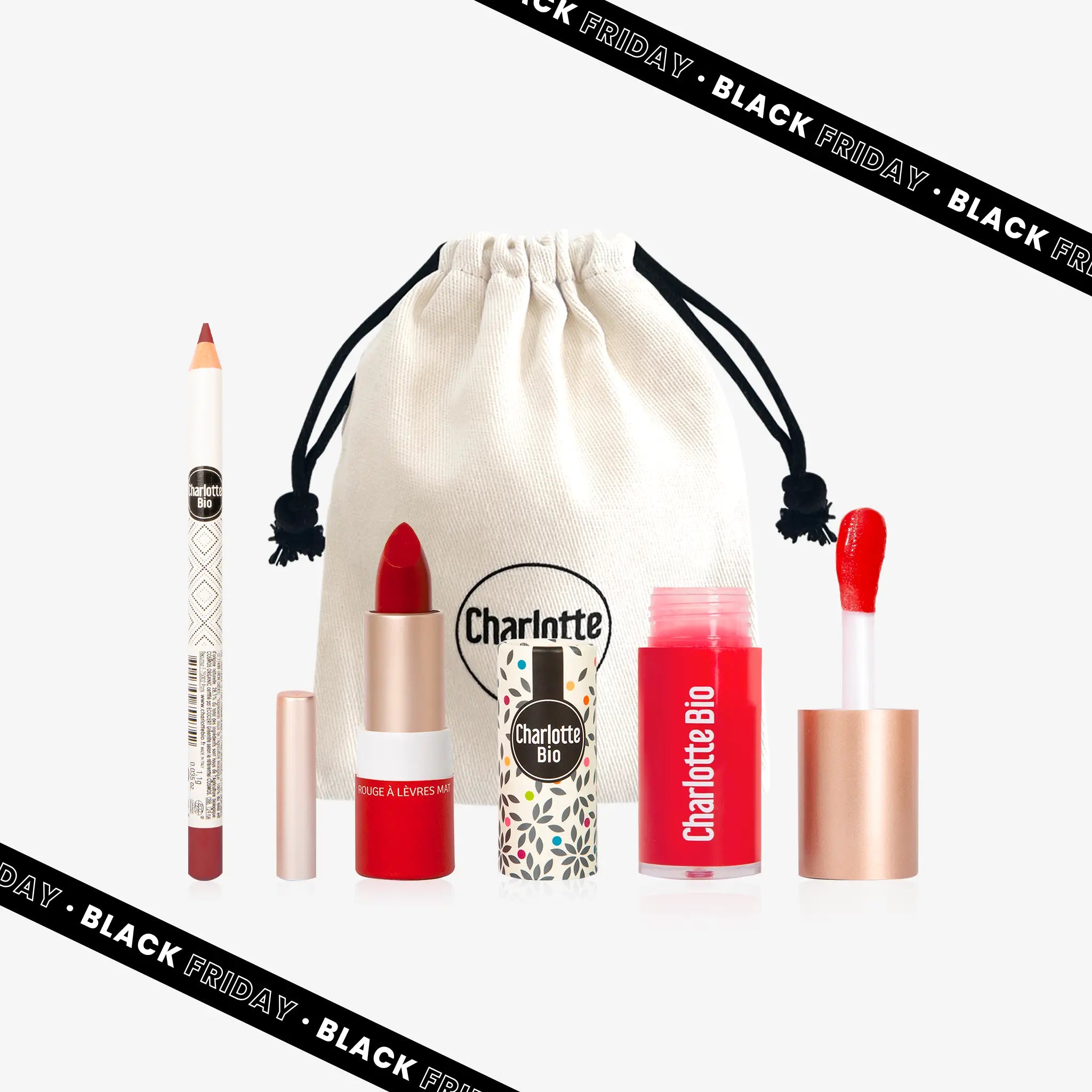 Lip trio: pencil, lipstick and lip oil